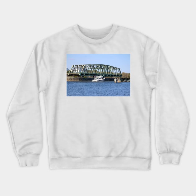 Swing Bridge And Boat Crewneck Sweatshirt by Cynthia48